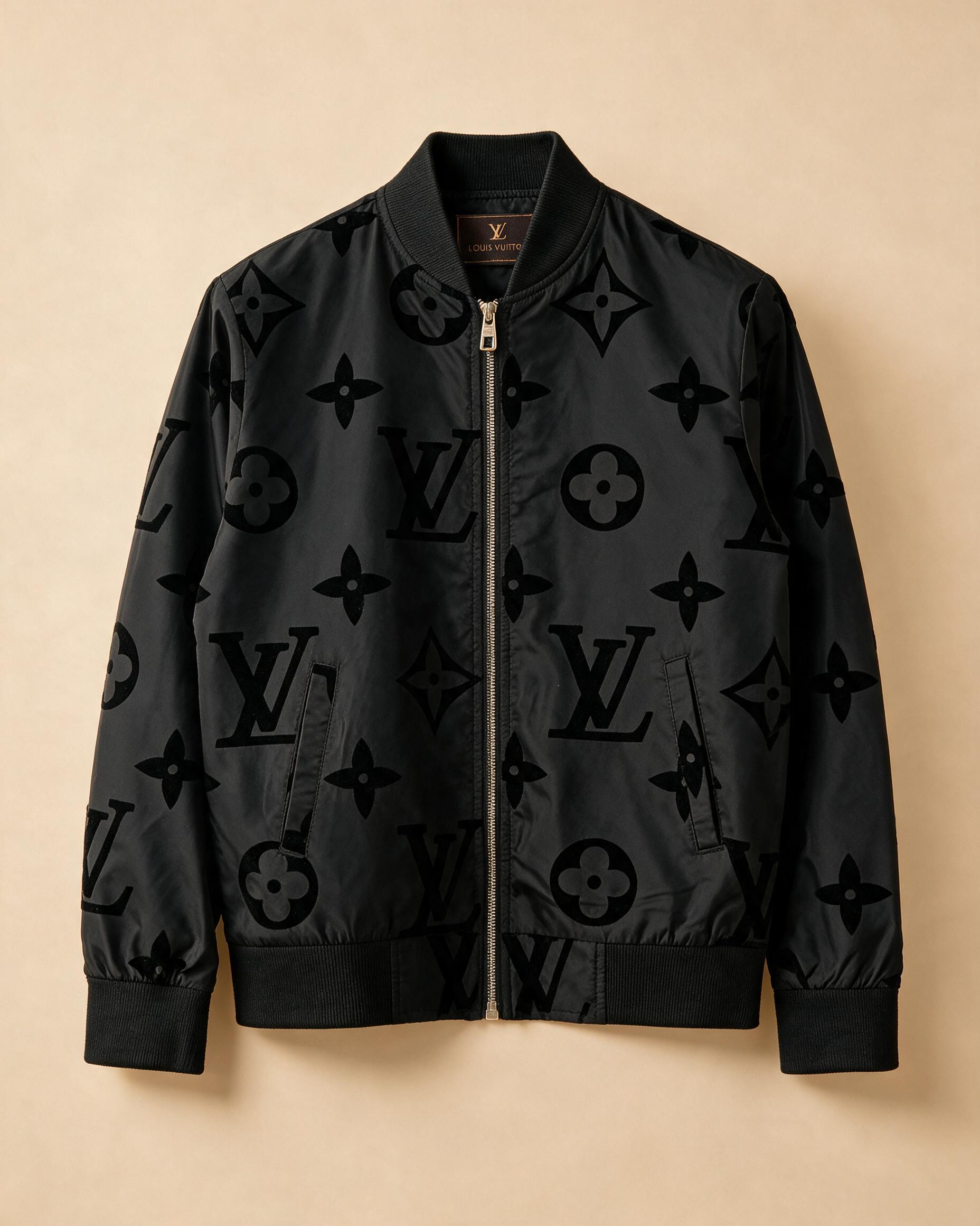 Giubbotto bomber usato con pattern monogramma tono su tono nero