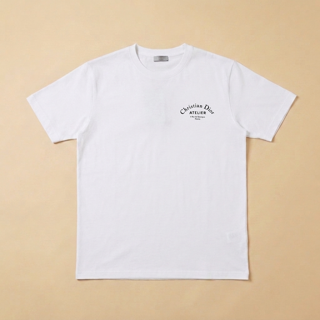 T-shirt usata bianca con stampa Atelier nera